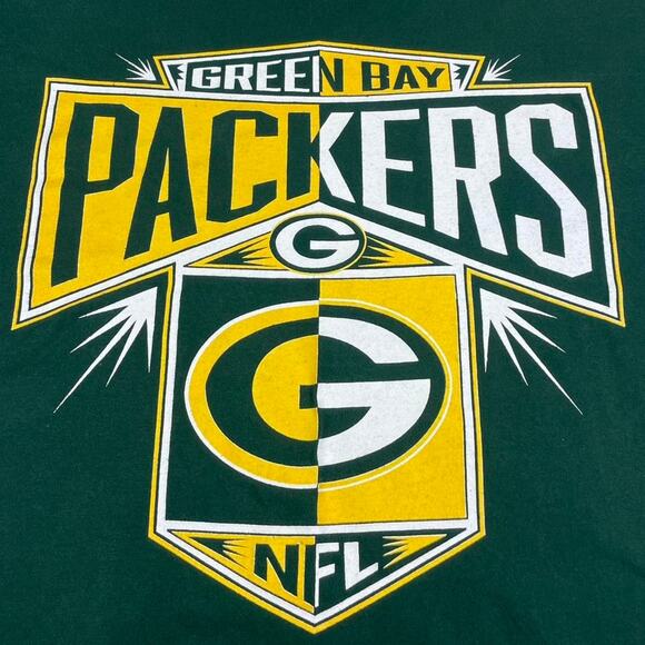 Vintage Green Bay Packers NFL Football Logo 7 Shockwave Green & Yellow Shirt XL - Picture 4 of 5